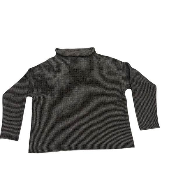 Eileen Fisher Black and Grey Funnel Neck Cashmere Sweater - Picture 3 of 8